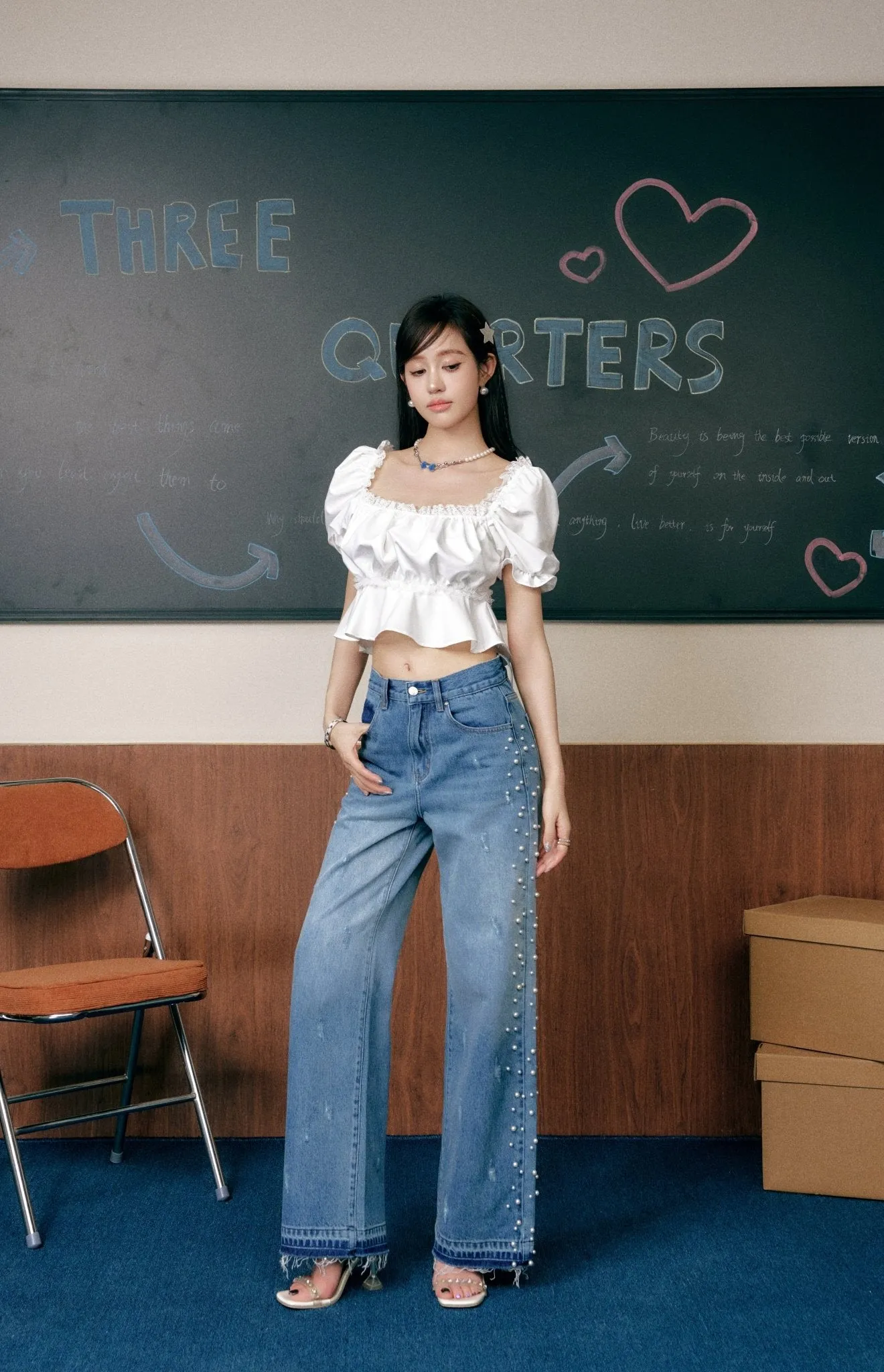 Heavy Duty Beaded Worn Leather Jeans