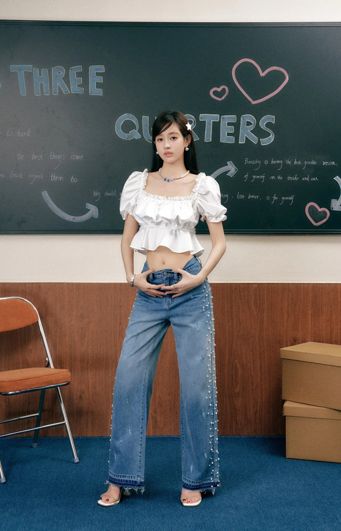 Heavy Duty Beaded Worn Leather Jeans