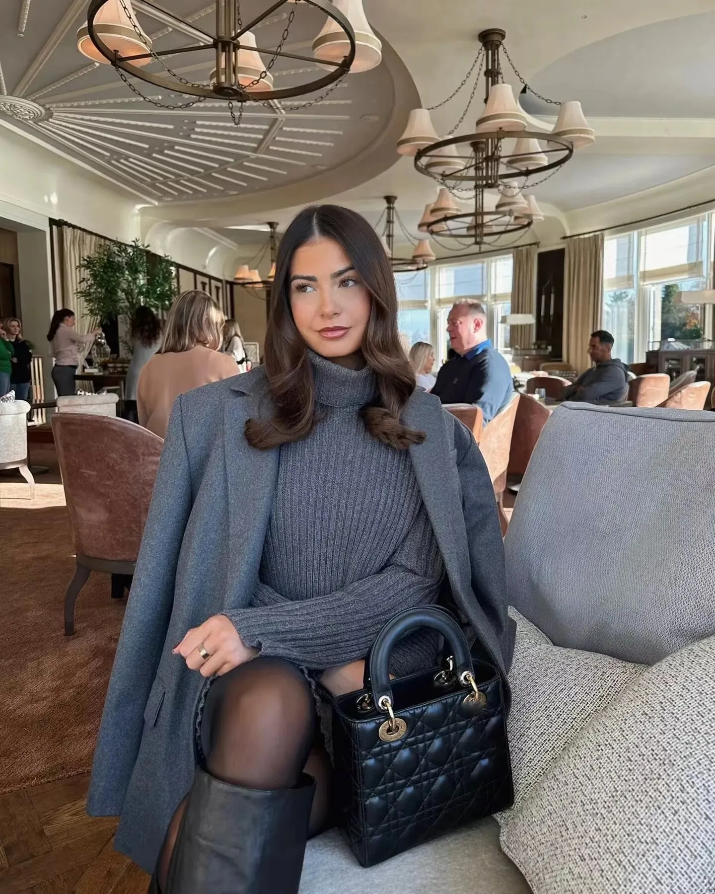 High Neck Knitted Pullover Pleated Mini Skirt Suit