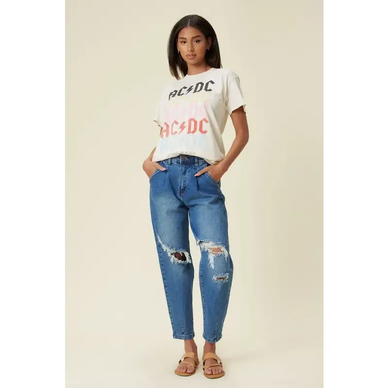 High Rise Distressed Slouchy Jeans