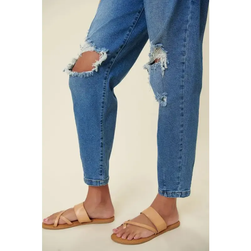 High Rise Distressed Slouchy Jeans
