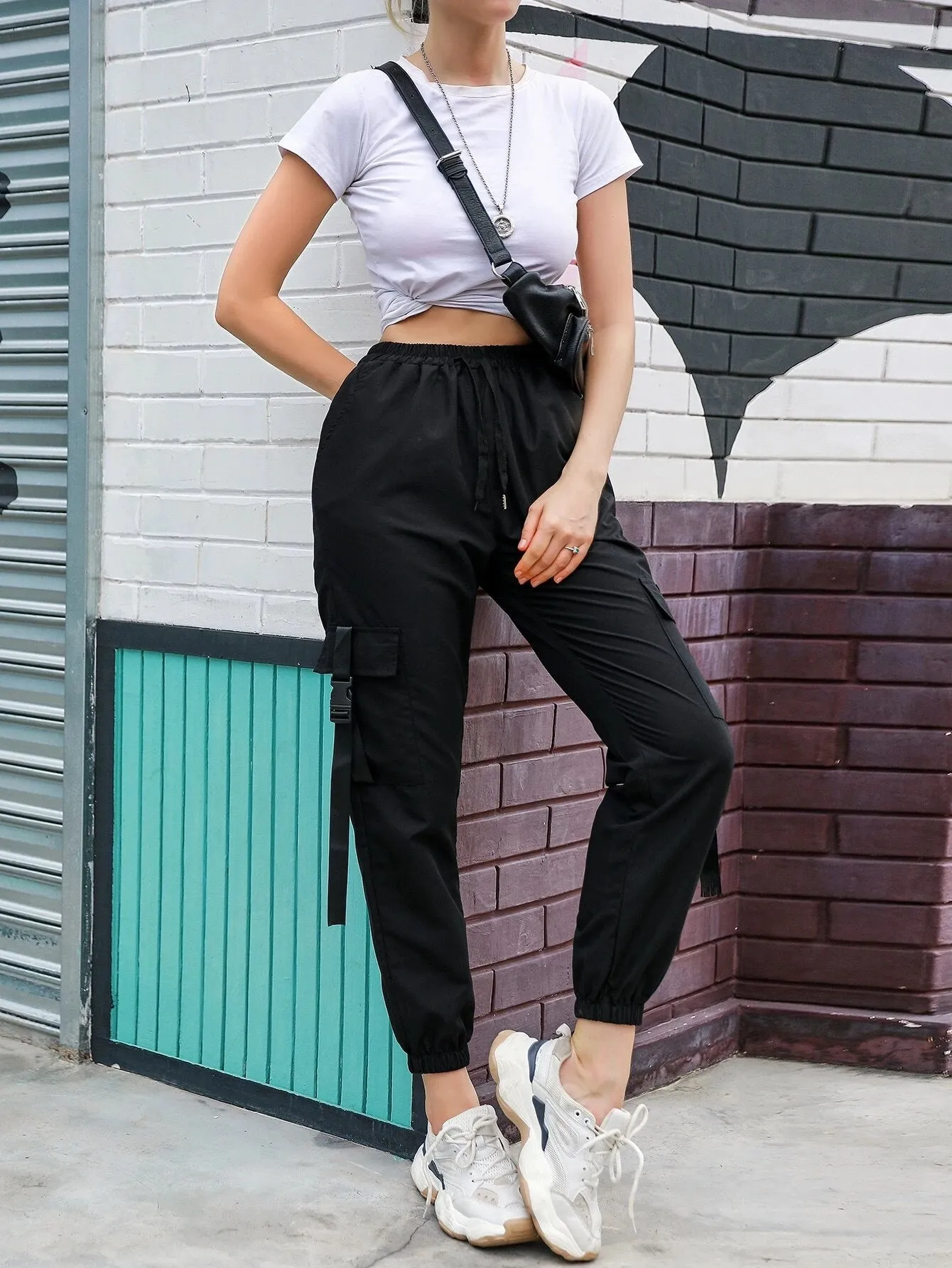 High Waist Cropped Cargo Pant