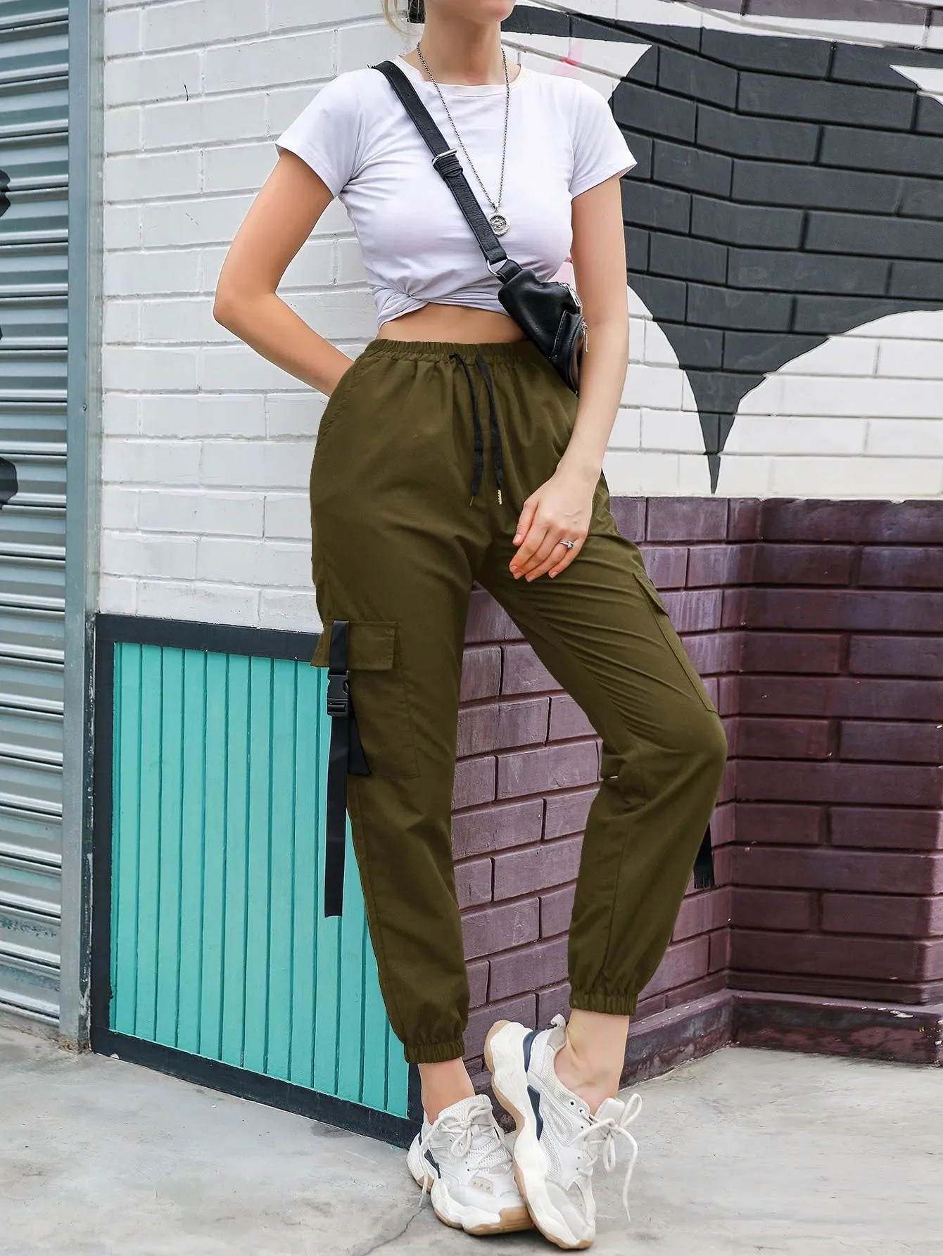 High Waist Cropped Cargo Pant
