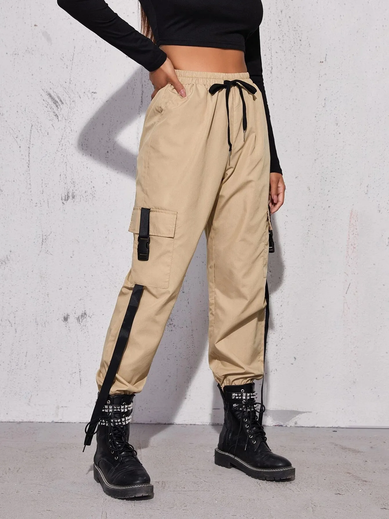 High Waist Cropped Cargo Pant