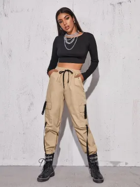 High Waist Cropped Cargo Pant
