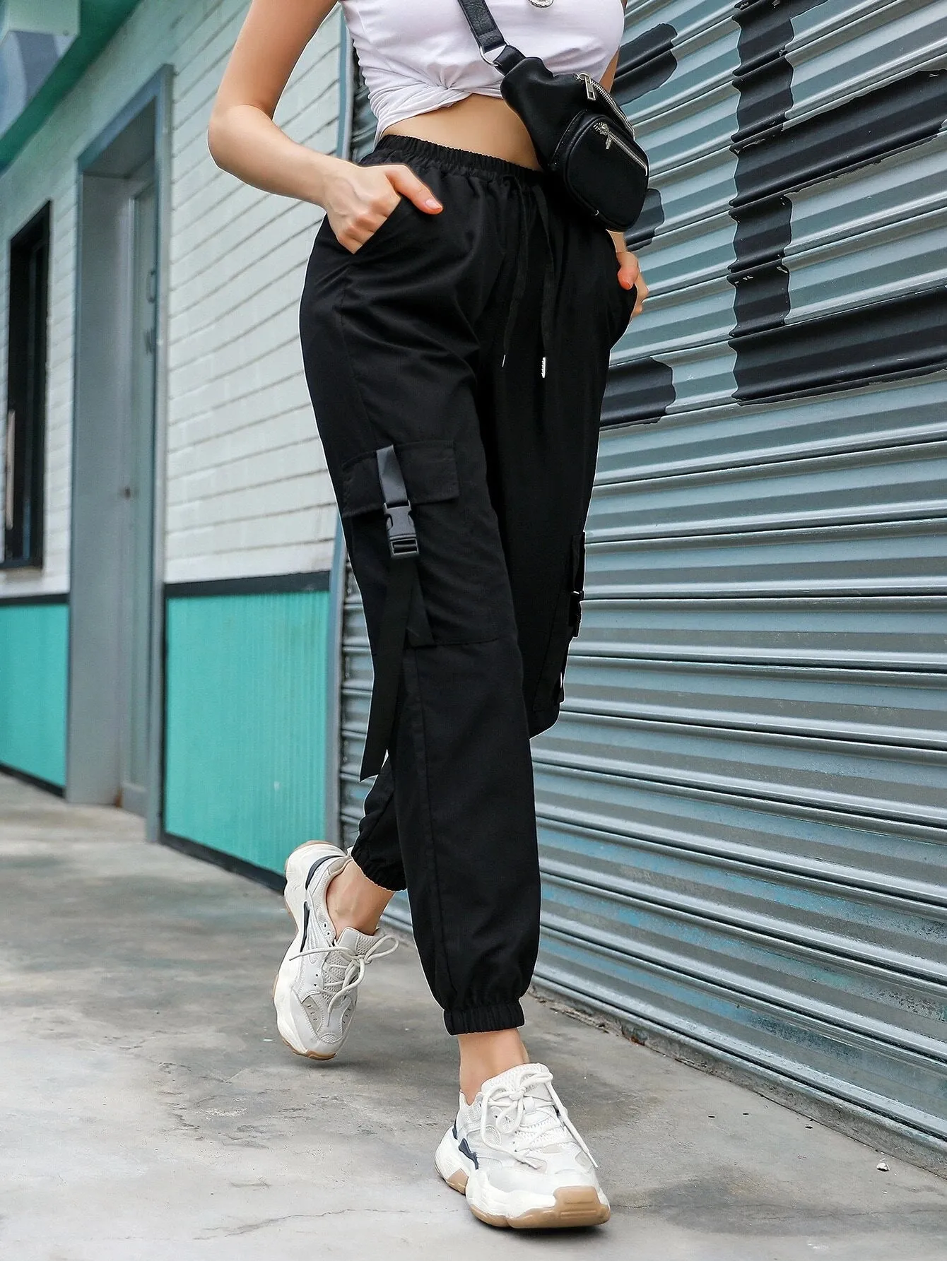 High Waist Cropped Cargo Pant