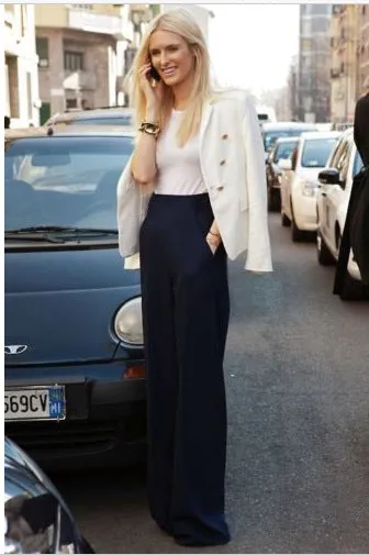 High Waist Draped Design Wide Leg Long Pants