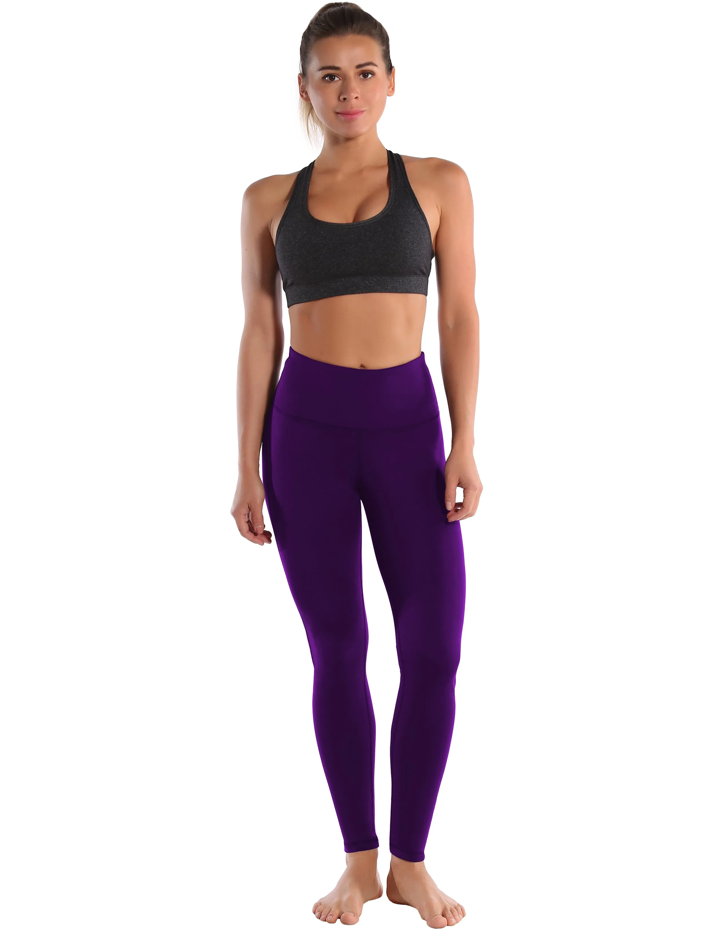 High Waist Side Line Biking Pants eggplantpurple_Biking