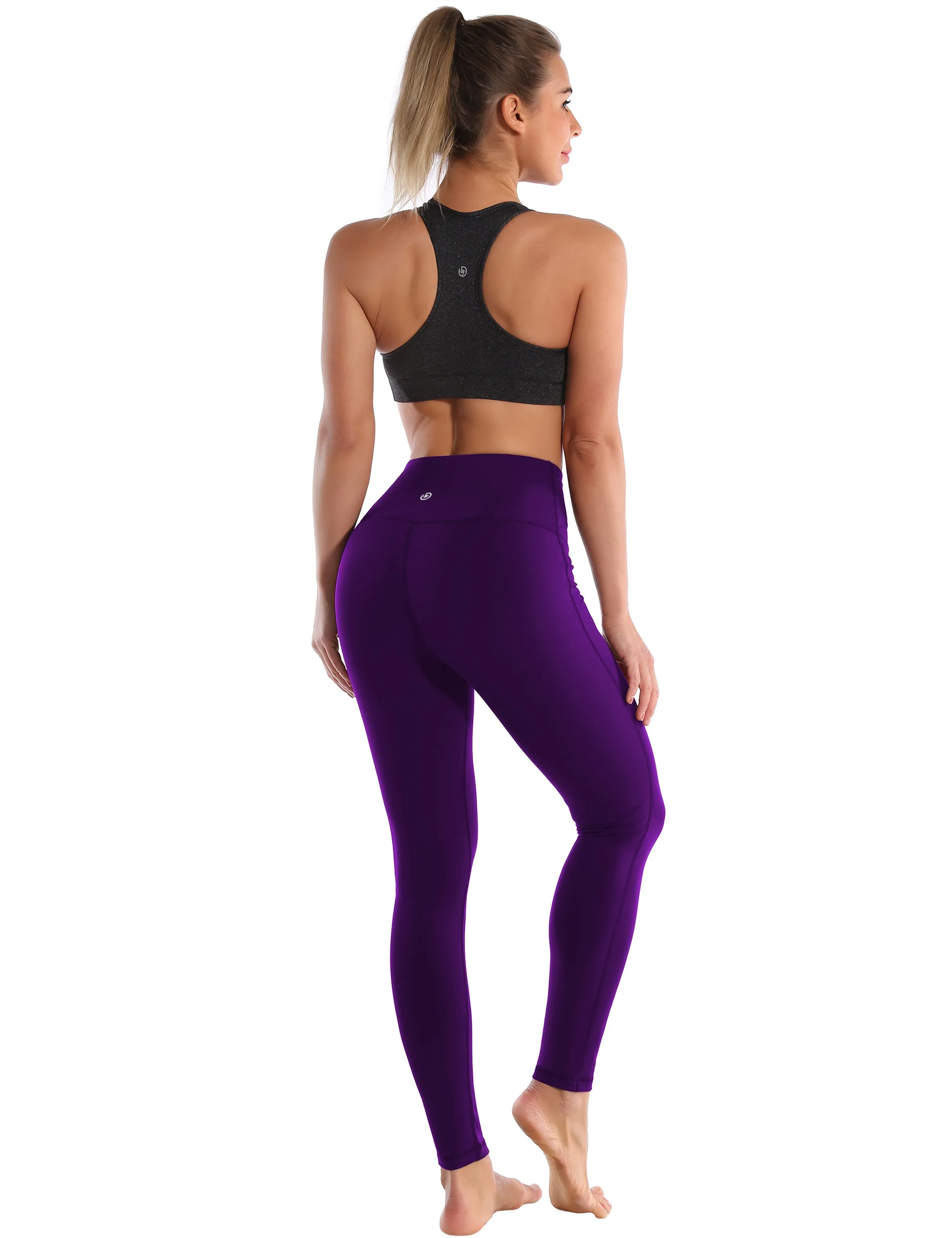 High Waist Side Line Biking Pants eggplantpurple_Biking