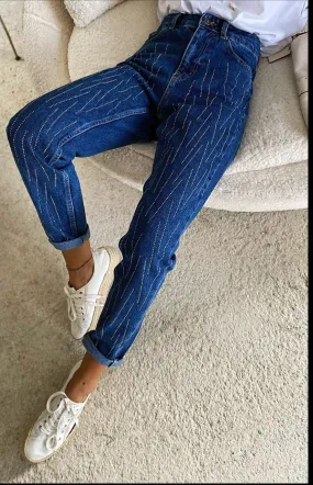 high waist stone  Mom Jeans