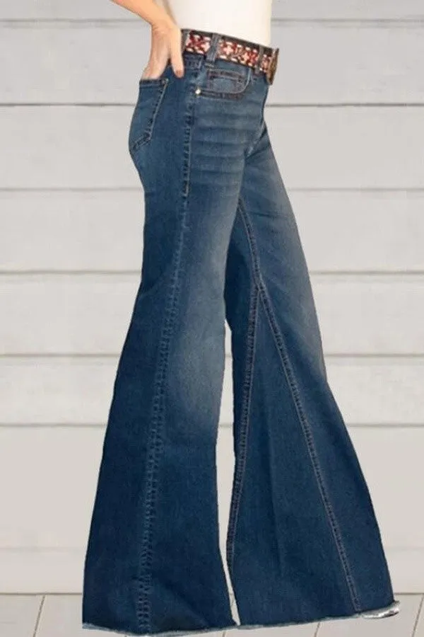 HIGH-WAISTED SLIM FIT WIDE LEG JEANS