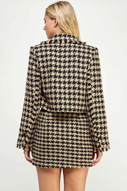 houndstooth crop jacket