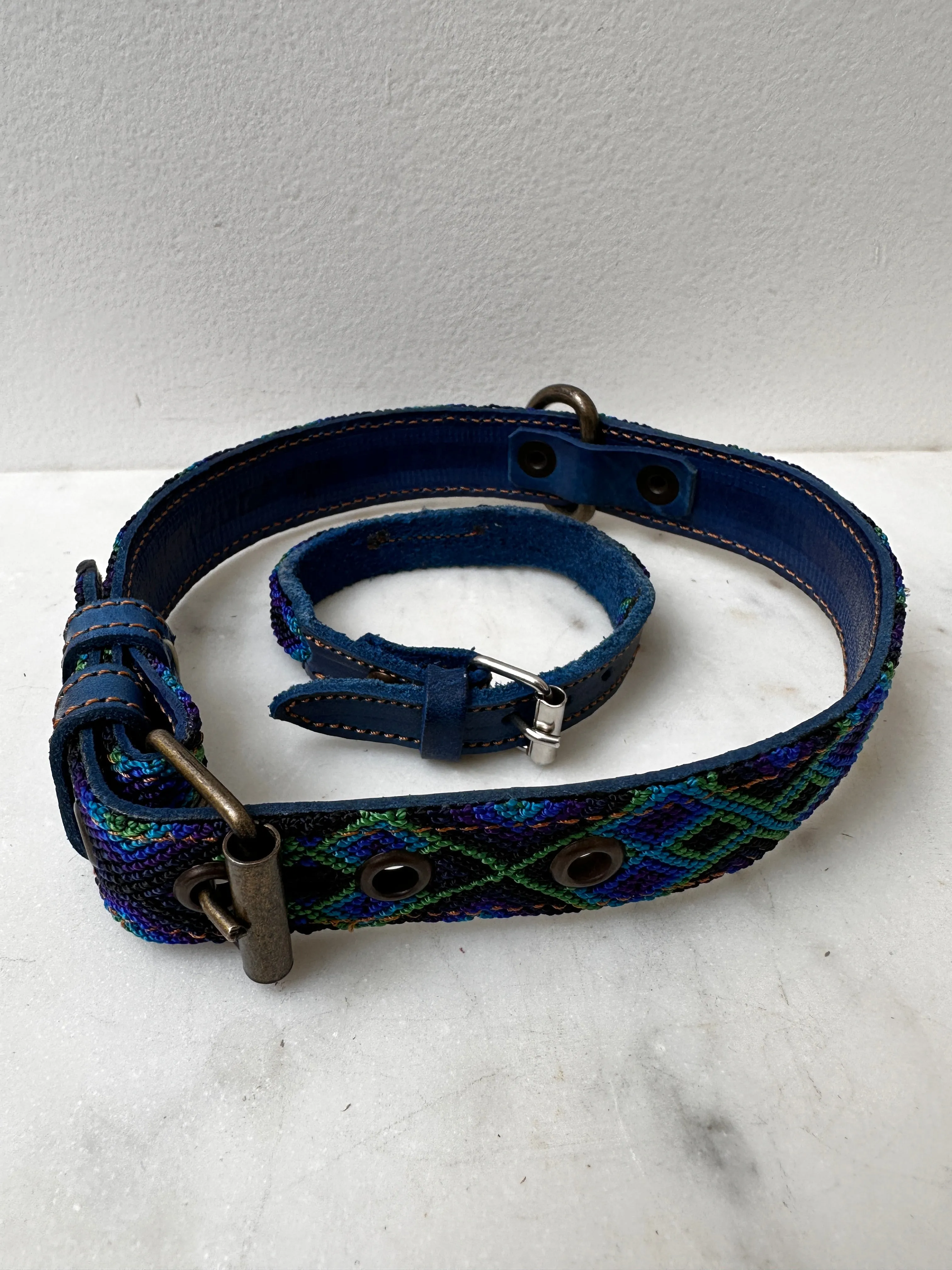 Huichol Fully Embroidered Dog Collar M7