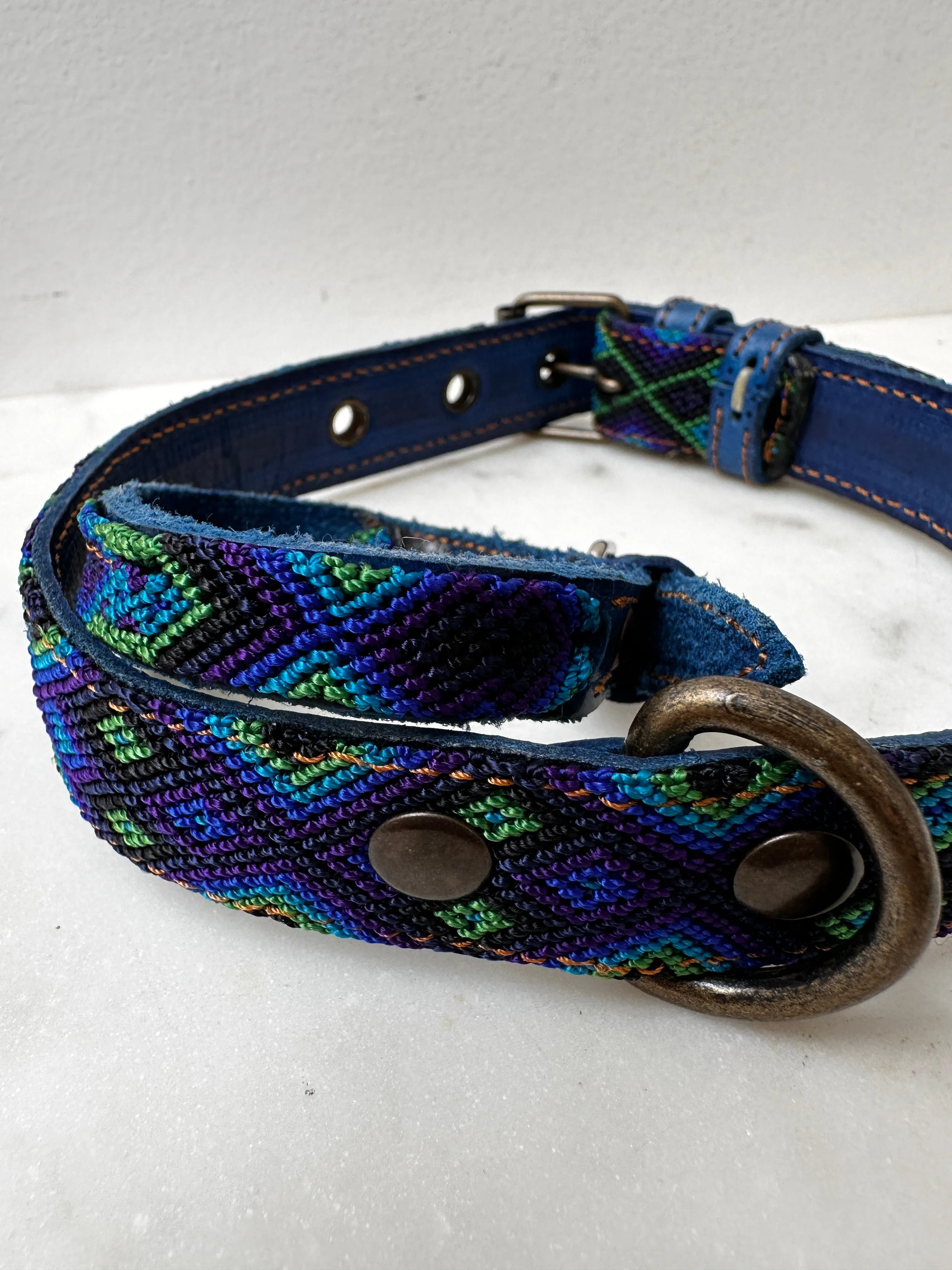 Huichol Fully Embroidered Dog Collar M7