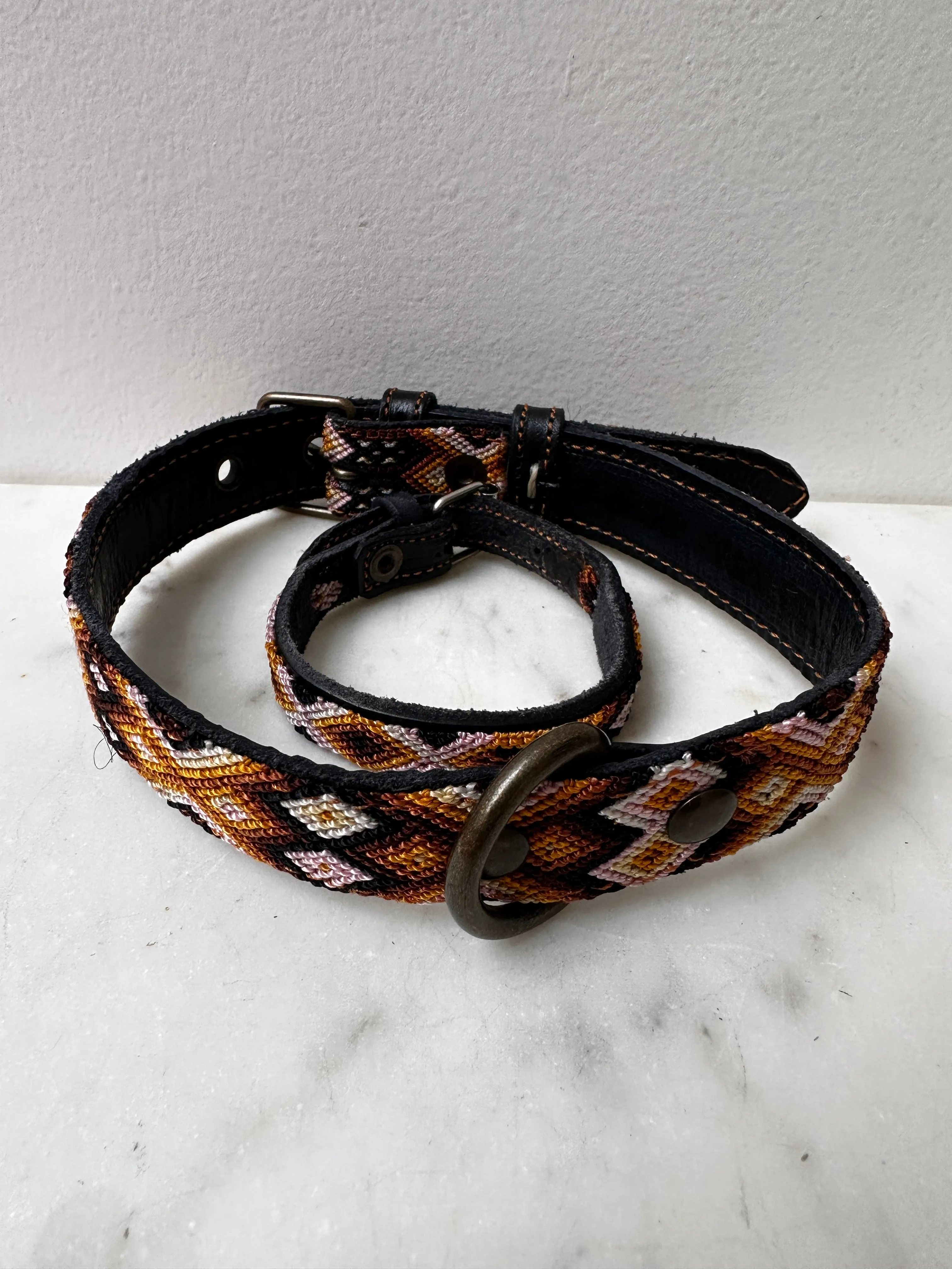 Huichol Fully Embroidered Dog Collar M9