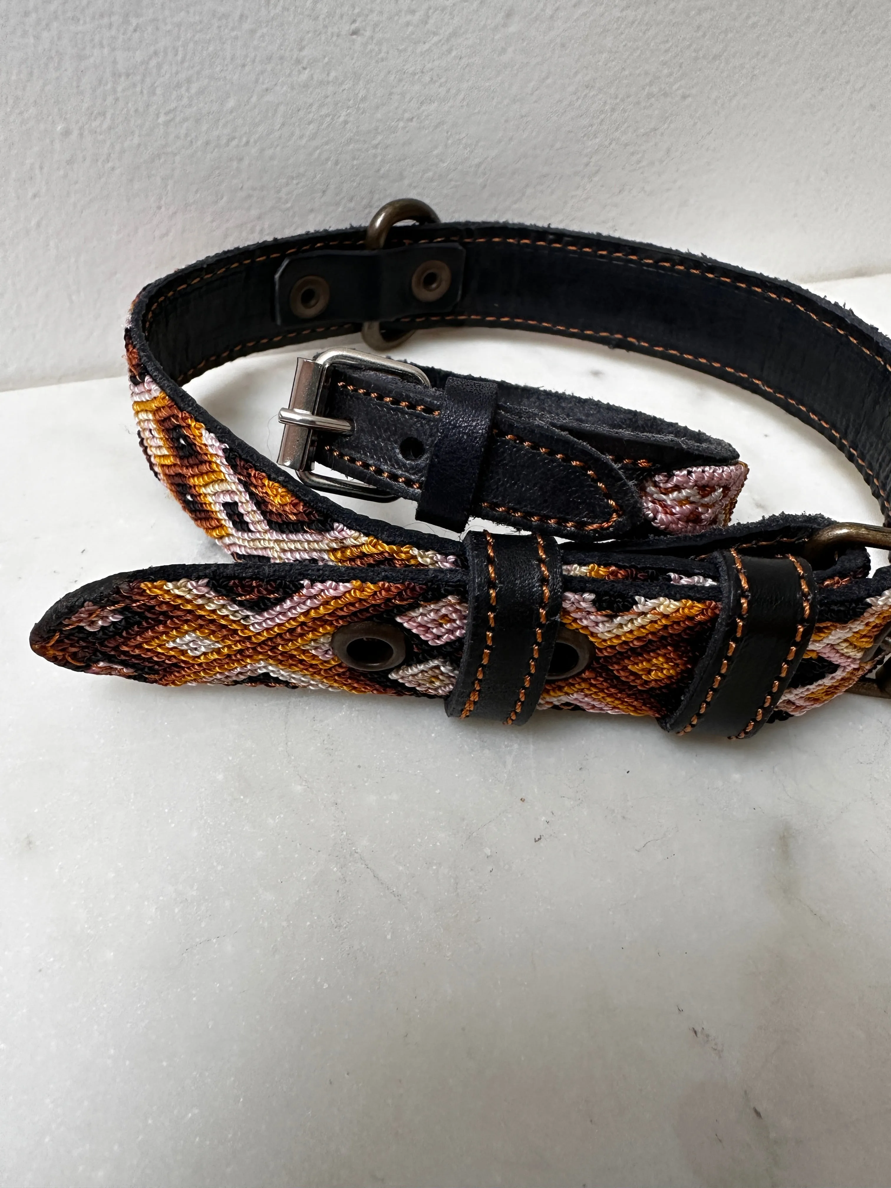 Huichol Fully Embroidered Dog Collar M9
