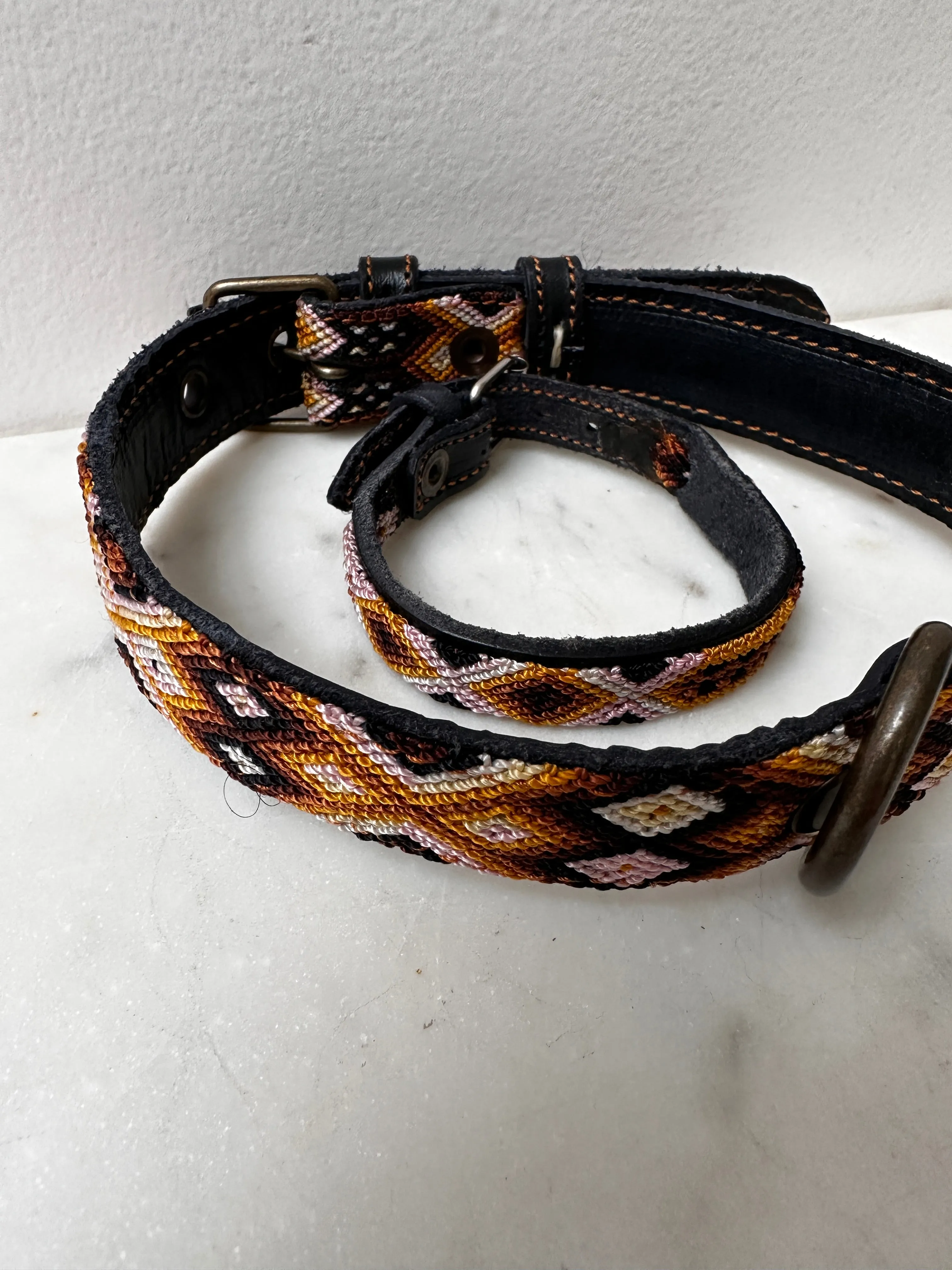 Huichol Fully Embroidered Dog Collar M9