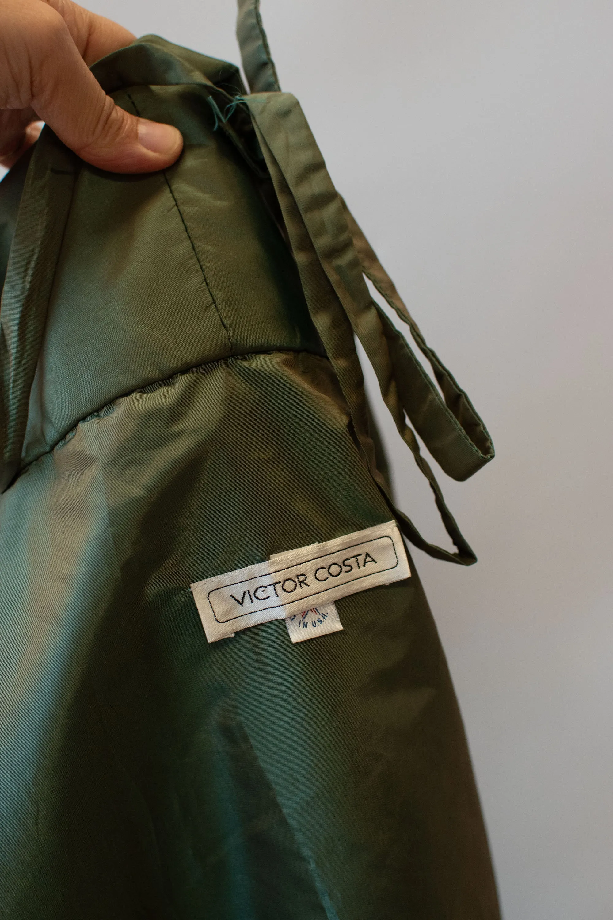 Iridescent Green Evening Coat | Victor Costa