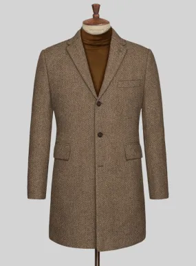 Irish Brown Herringbone Tweed Overcoat