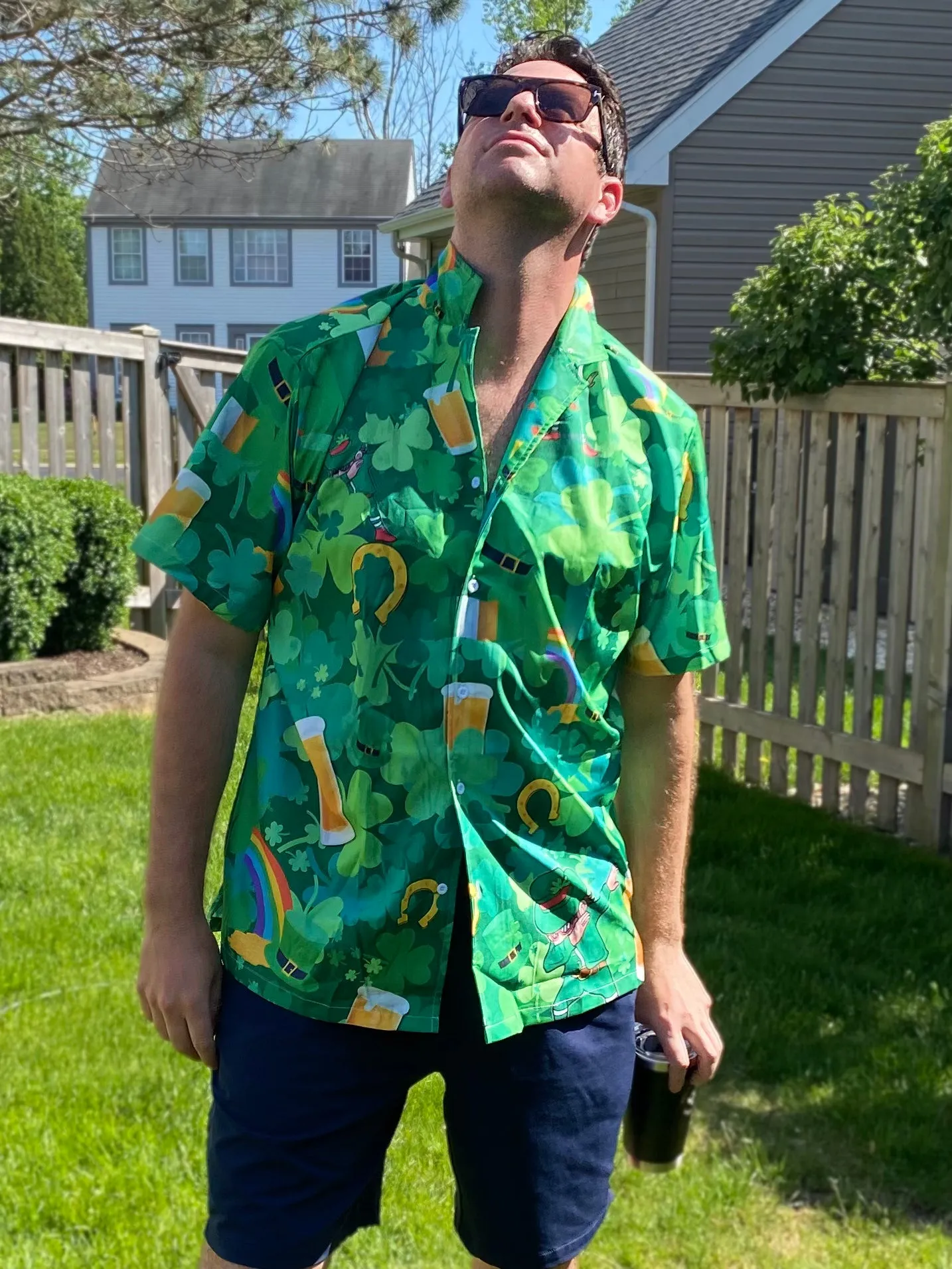 Irish Festival Men's Hawaiian Shirt With Button Closure