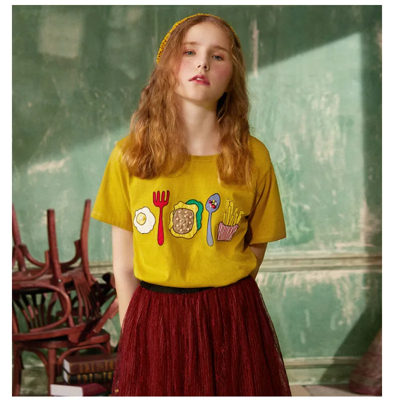 JAM PRINCESS EMBROIDERED T SHIRT IN YELLOW