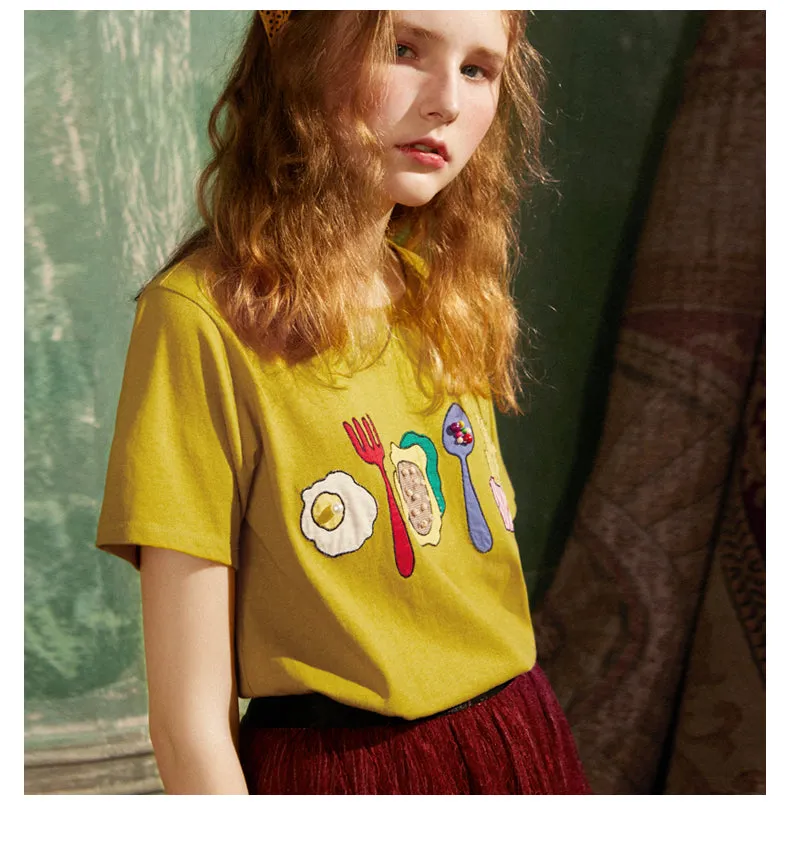 JAM PRINCESS EMBROIDERED T SHIRT IN YELLOW