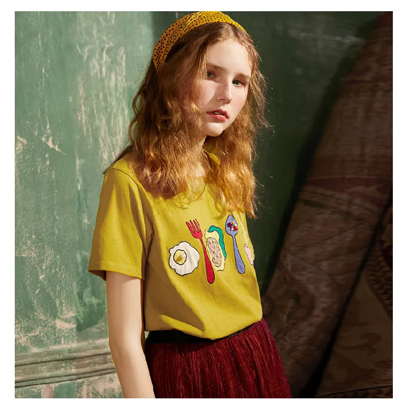 JAM PRINCESS EMBROIDERED T SHIRT IN YELLOW
