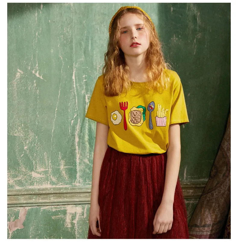 JAM PRINCESS EMBROIDERED T SHIRT IN YELLOW