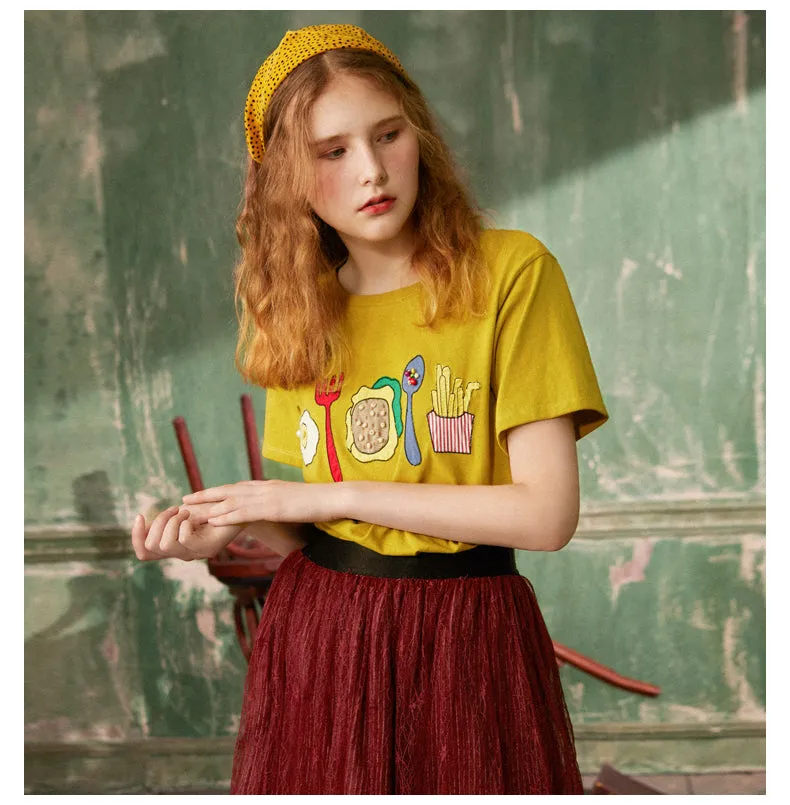 JAM PRINCESS EMBROIDERED T SHIRT IN YELLOW