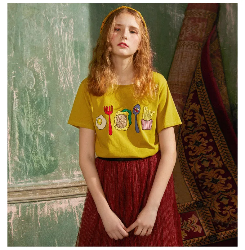 JAM PRINCESS EMBROIDERED T SHIRT IN YELLOW