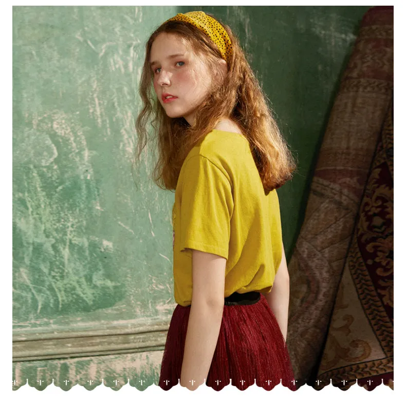 JAM PRINCESS EMBROIDERED T SHIRT IN YELLOW