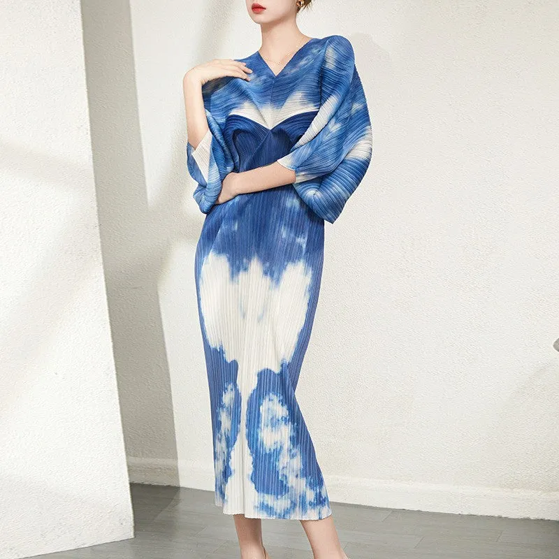 Japanese Style  Abstract Pleated Dress