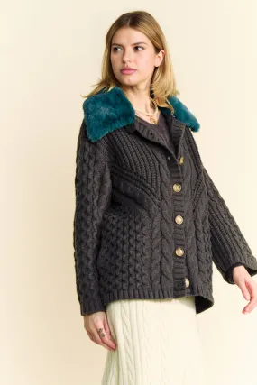 Jones Vintage Contrast Collar Cardigan (2 color options)