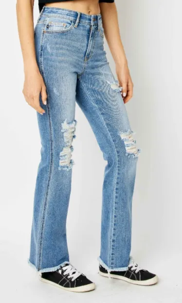 Judy Blue High Waist Destroy Fray Hem Bootcut