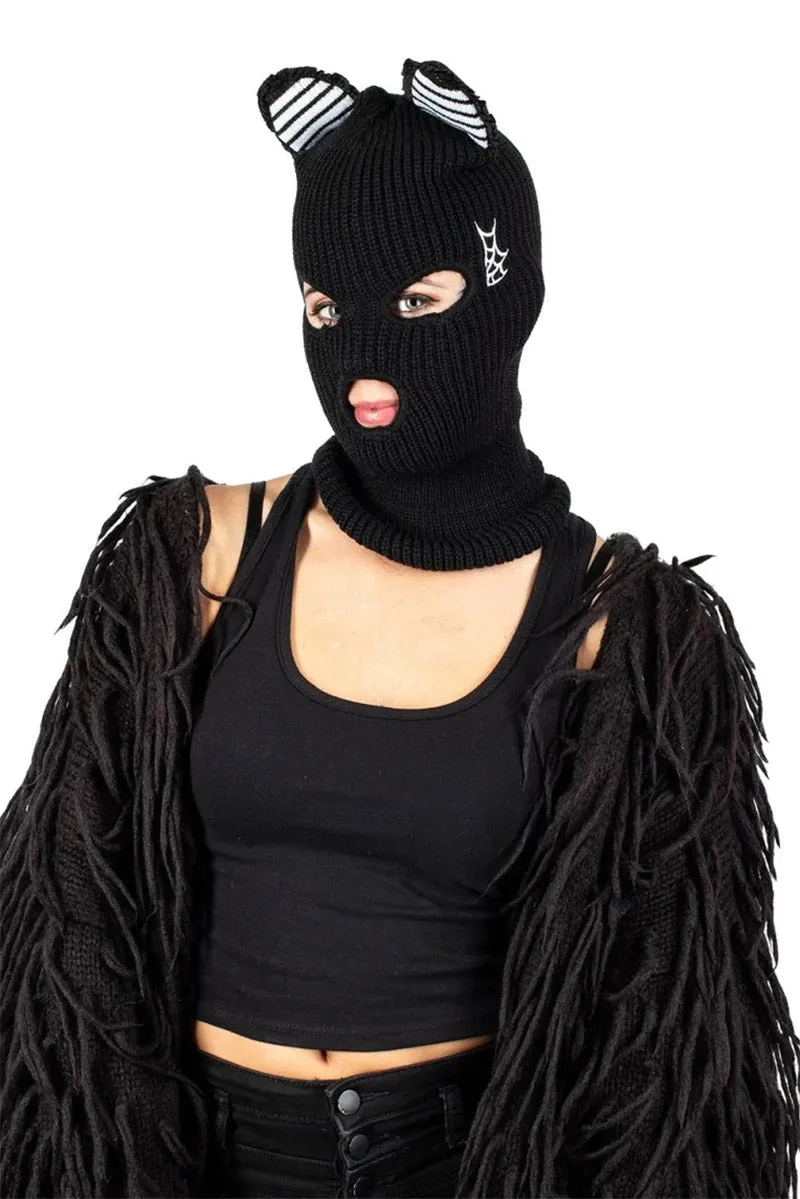 Kitty Cat Ears Embroidered Balaclava Ski Mask