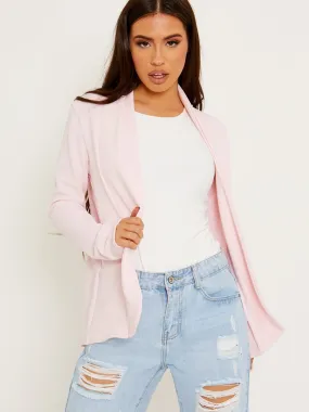 Kris Textured Open Blazer In Pink