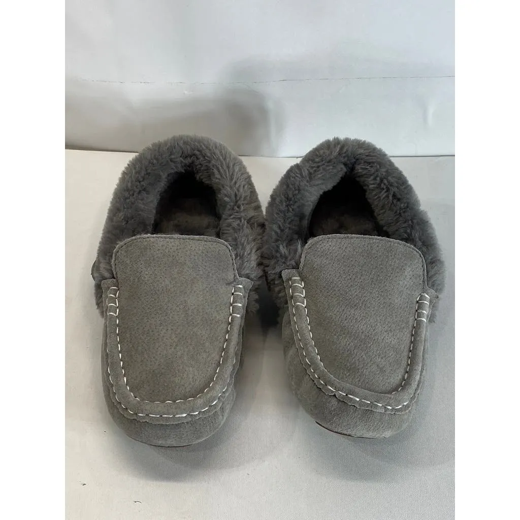LAMO Women's Charcoal Faux-Fur Aussie Moc-Toe Cirrus Memory Foam Slipper SZ 11