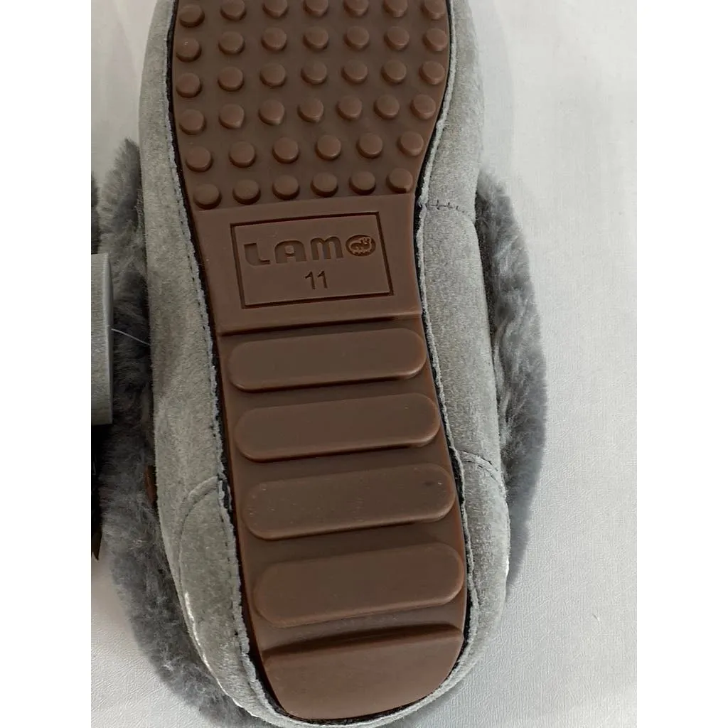 LAMO Women's Charcoal Faux-Fur Aussie Moc-Toe Cirrus Memory Foam Slipper SZ 11