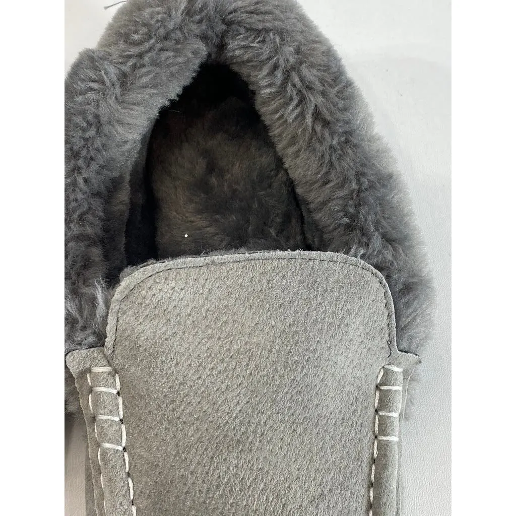 LAMO Women's Charcoal Faux-Fur Aussie Moc-Toe Cirrus Memory Foam Slipper SZ 11