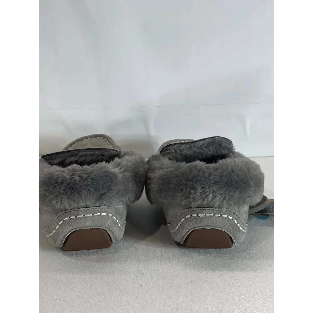 LAMO Women's Charcoal Faux-Fur Aussie Moc-Toe Cirrus Memory Foam Slipper SZ 11