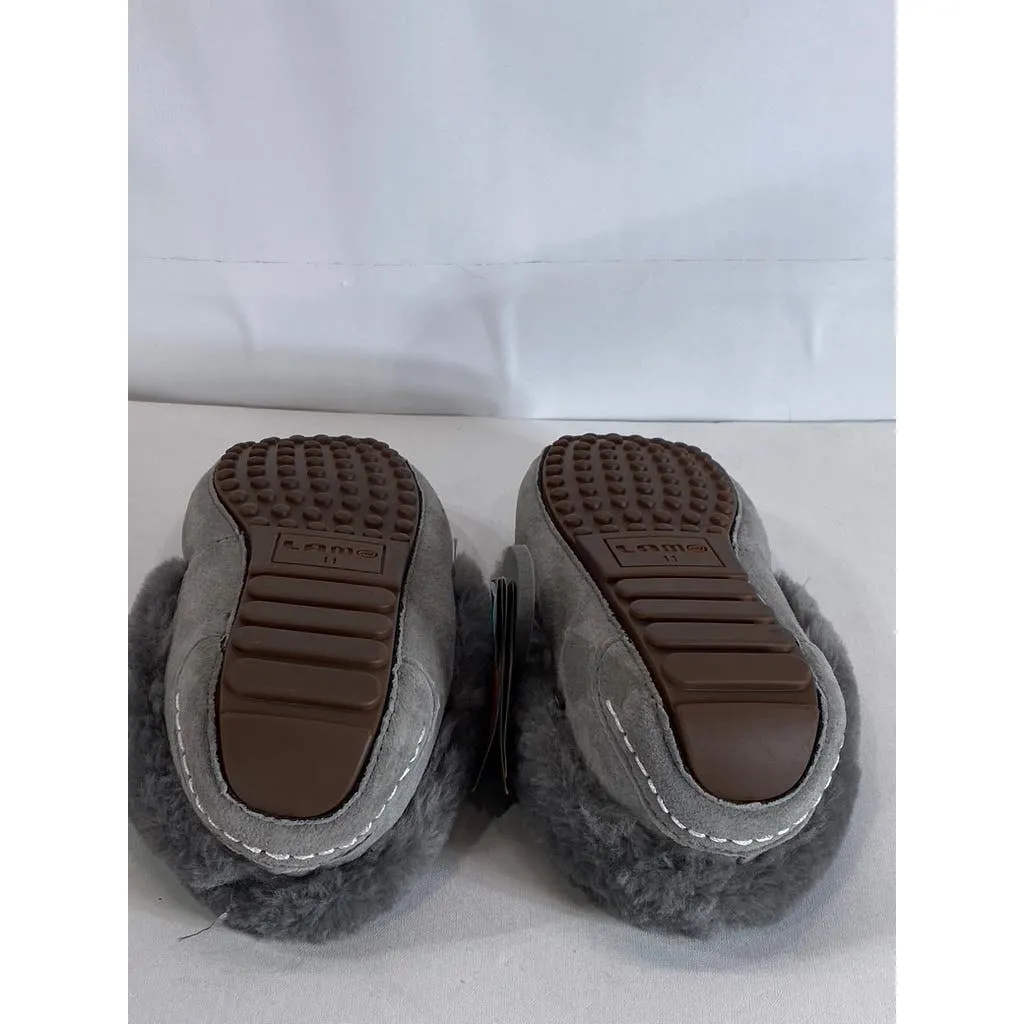 LAMO Women's Charcoal Faux-Fur Aussie Moc-Toe Cirrus Memory Foam Slipper SZ 11