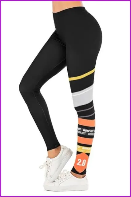 Leaf Printing High Waist Slim Fitness Pants DE111