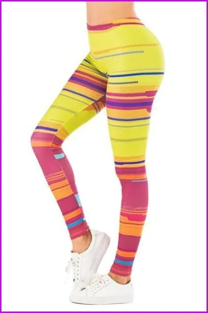 Leaf Printing High Waist Slim Fitness Pants DE111