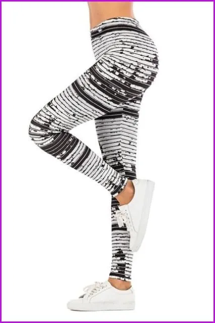 Leaf Printing High Waist Slim Fitness Pants DE111