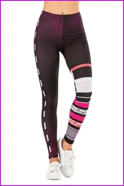 Leaf Printing High Waist Slim Fitness Pants DE111