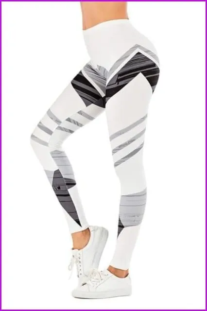 Leaf Printing High Waist Slim Fitness Pants DE111