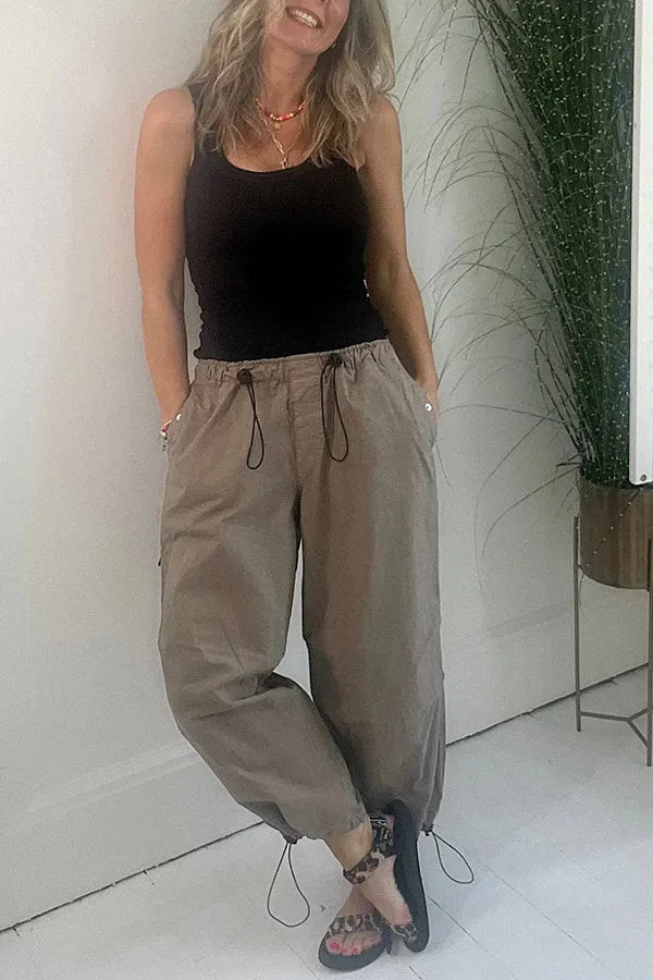 Lilipretty Street Style Drawstring Elastic Waist Pocketed Cargo Pants