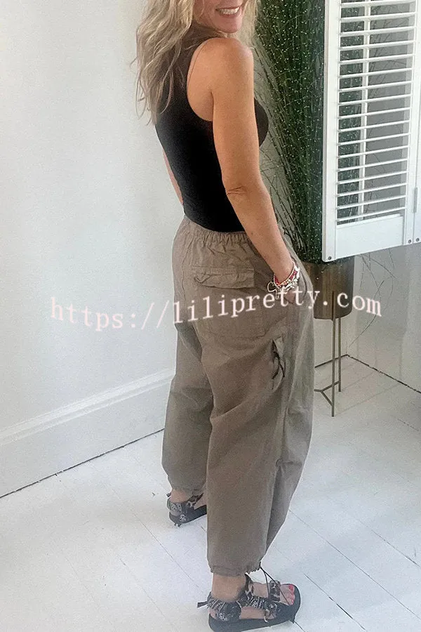 Lilipretty Street Style Drawstring Elastic Waist Pocketed Cargo Pants
