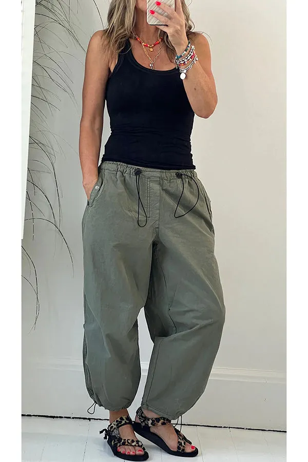 Lilipretty Street Style Drawstring Elastic Waist Pocketed Cargo Pants