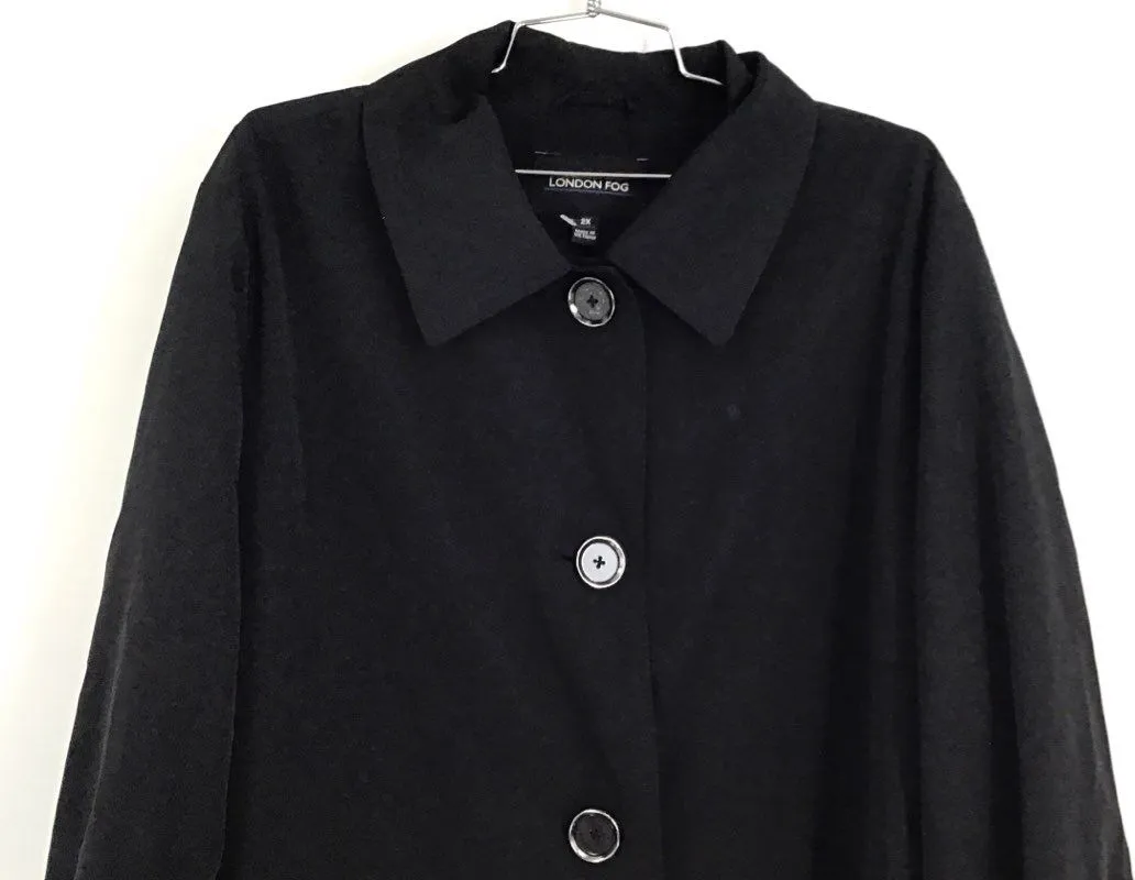 London Fog Women's Black Overcoat - Size 2X